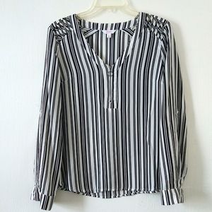 Candies Striped Blouse with Adjustable Sleeves